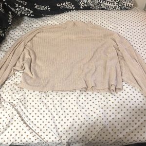 High neck tan cropped sweater